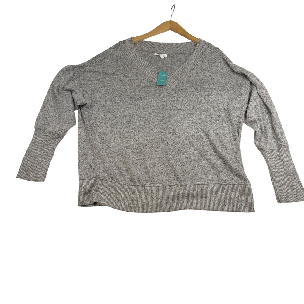 Maurices Womens Grey Marled V-Neck Pullover Sweater Relaxed Fit XL 211960Y
